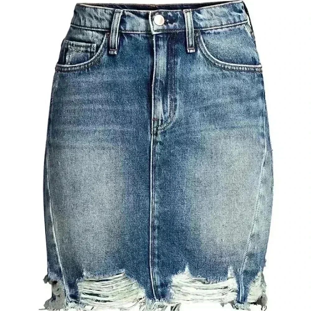 Hudson Lulu Distressed Denim Skirt Size 25 - Picture 4 of 7